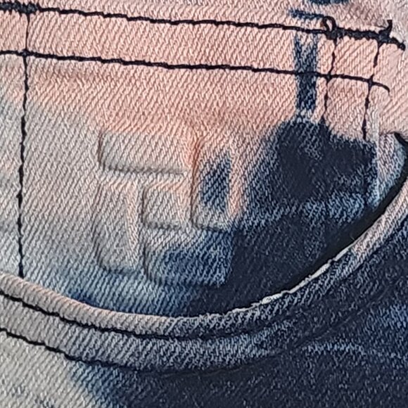 Demolition Acid Wash Tie Dye Pink Blue Yellow Stretch Cotton Denim Shorts Sz 10 - Picture 6 of 16